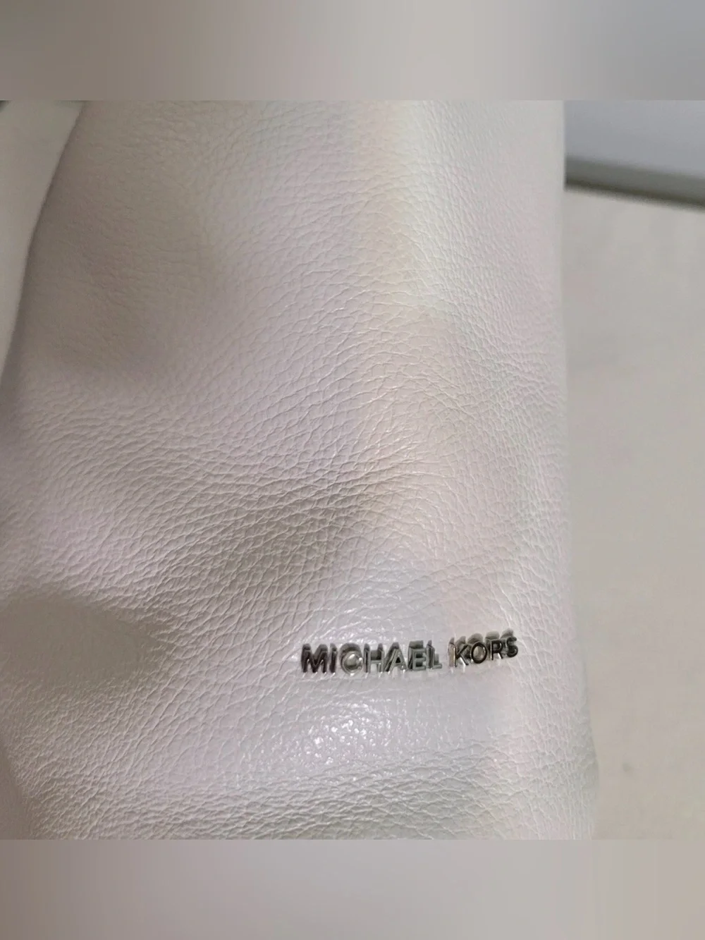 Michael Kors Hobo Shoulder Bag White Leather Silver Hardware
